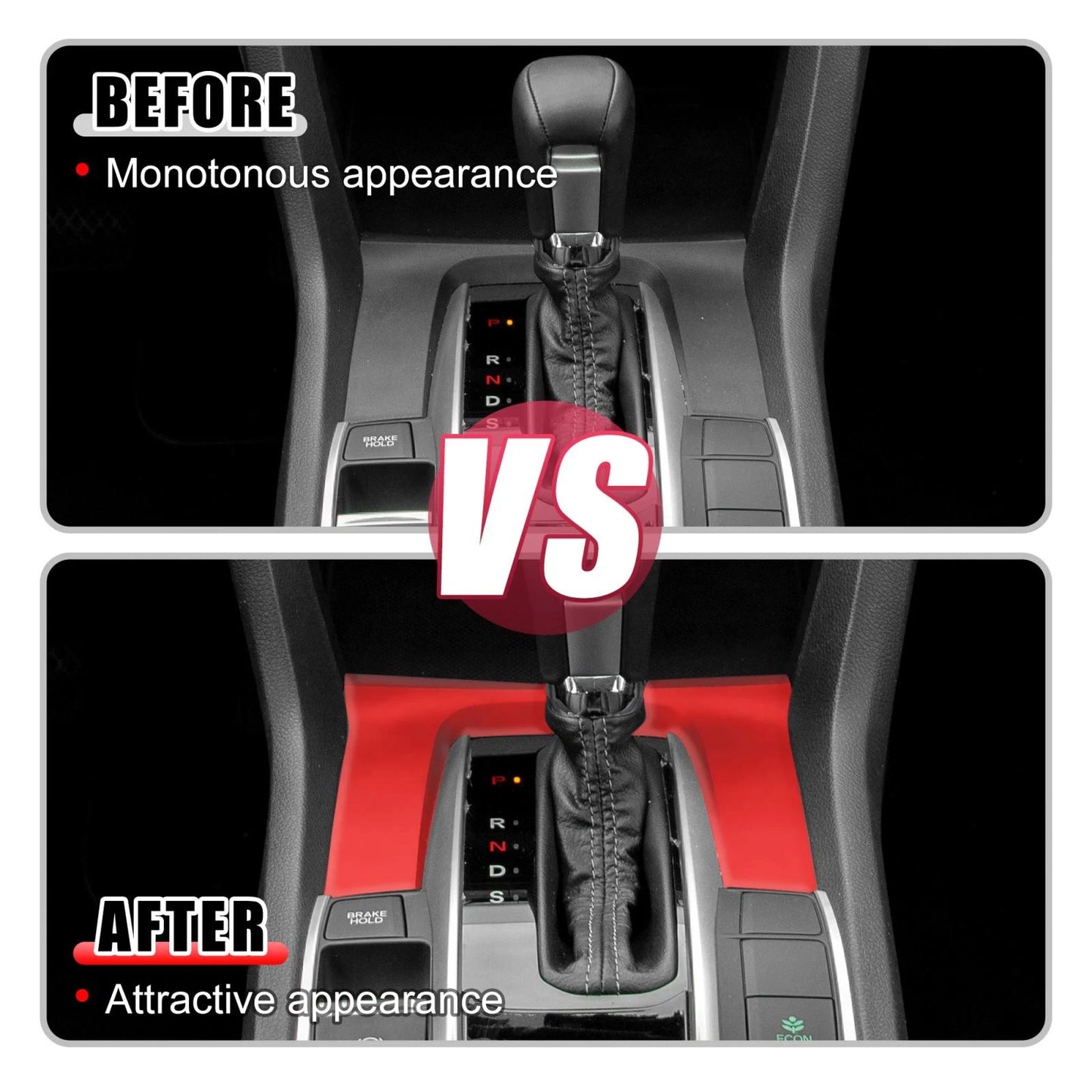 Red Gear Panel Trim Shift Box Cover Decal for Honda Civic (2016-2021)