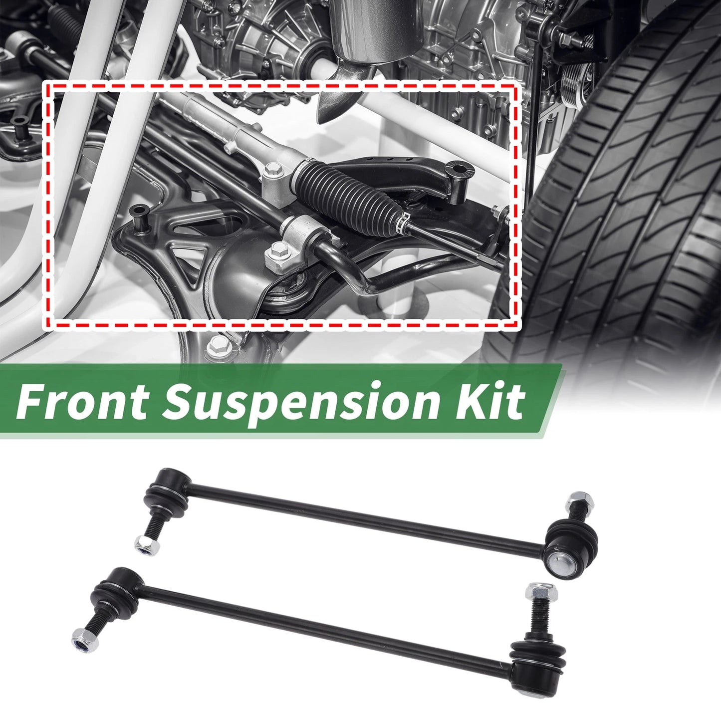 6 Pcs Front Outer Tie Rod Ends & Sway Bar Links for Kia Sorento (2011-2020)