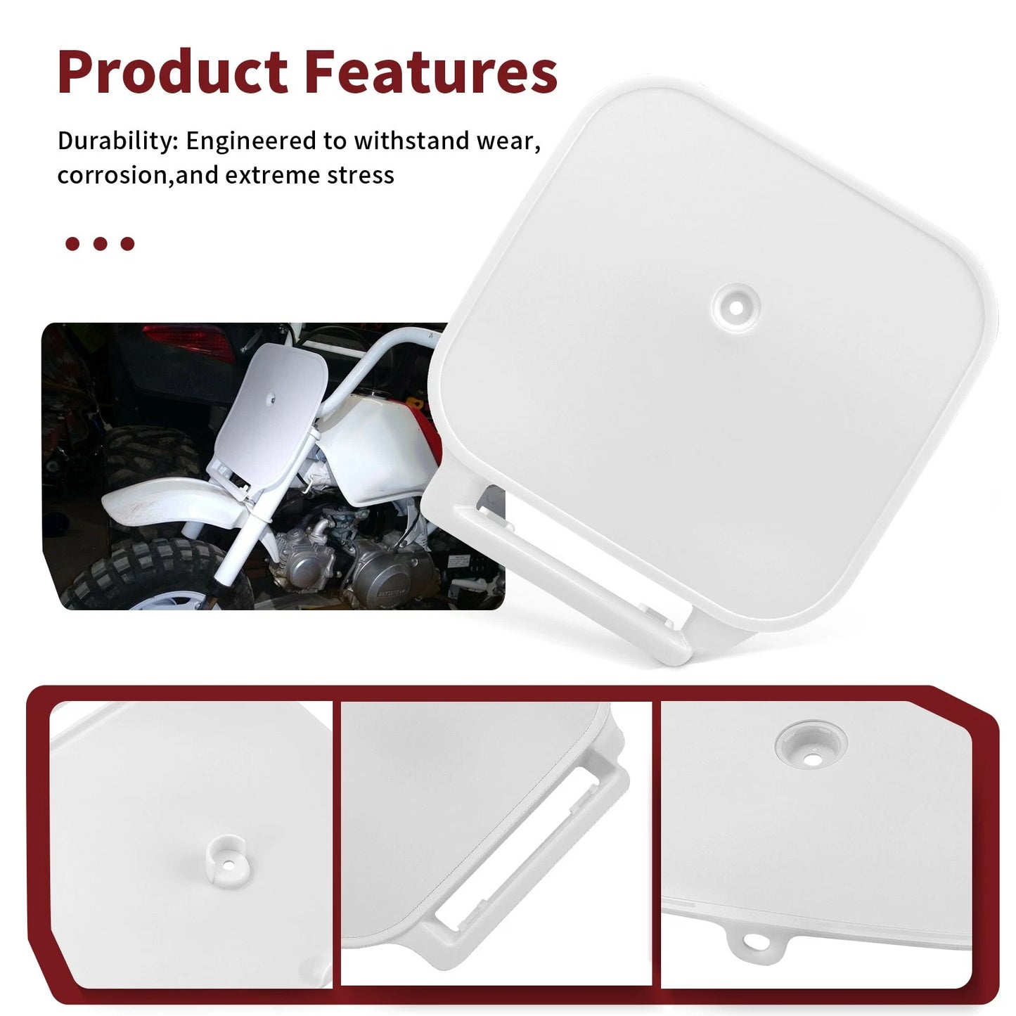 White Plastic Front Number Plate for Honda Z50R (1988-1999)