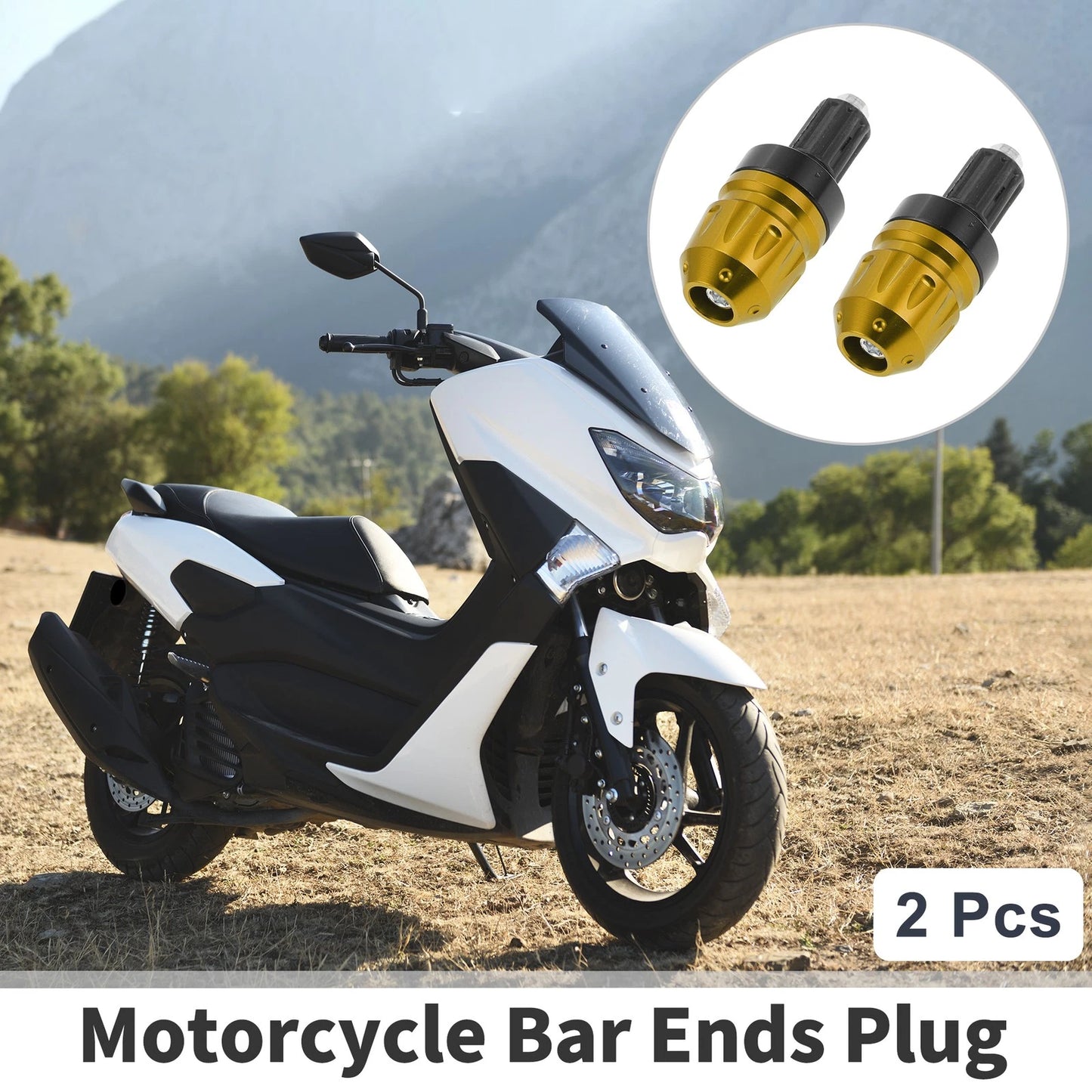 2 x Bar Ends Plug Aluminum Alloy for 7/8" 22mm Gold Tone for Motorcycle