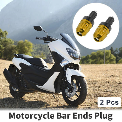 2 x Bar Ends Plug Aluminum Alloy for 7/8" 22mm Gold Tone for Motorcycle