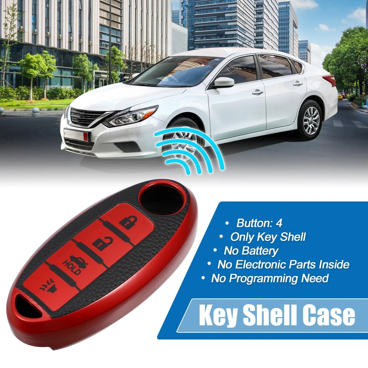 Silicone Smart Key Fob Case Cover Protector for Nissan Cabstar Red (2008-2009)