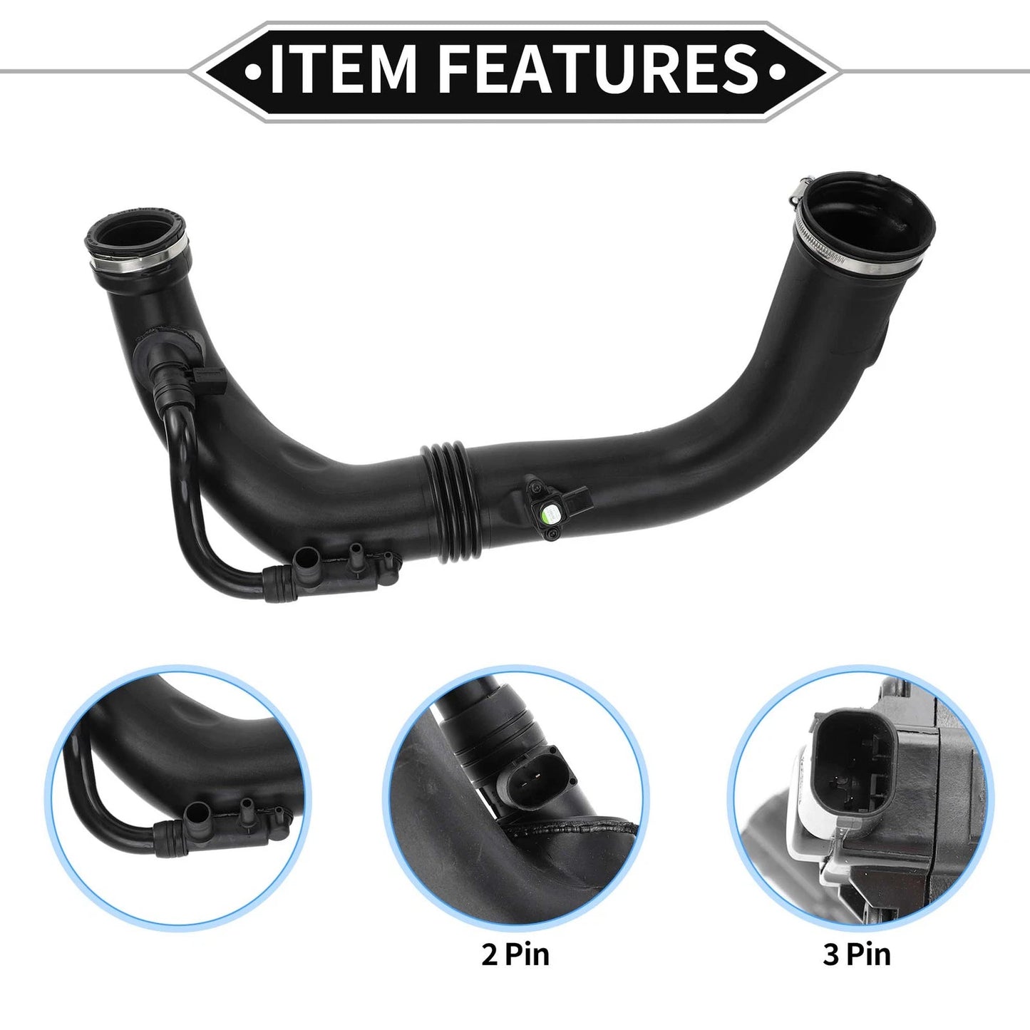 Intake Hose for Mercedes-Benz C-Class 2012-2015, Black, 2 x Compatible