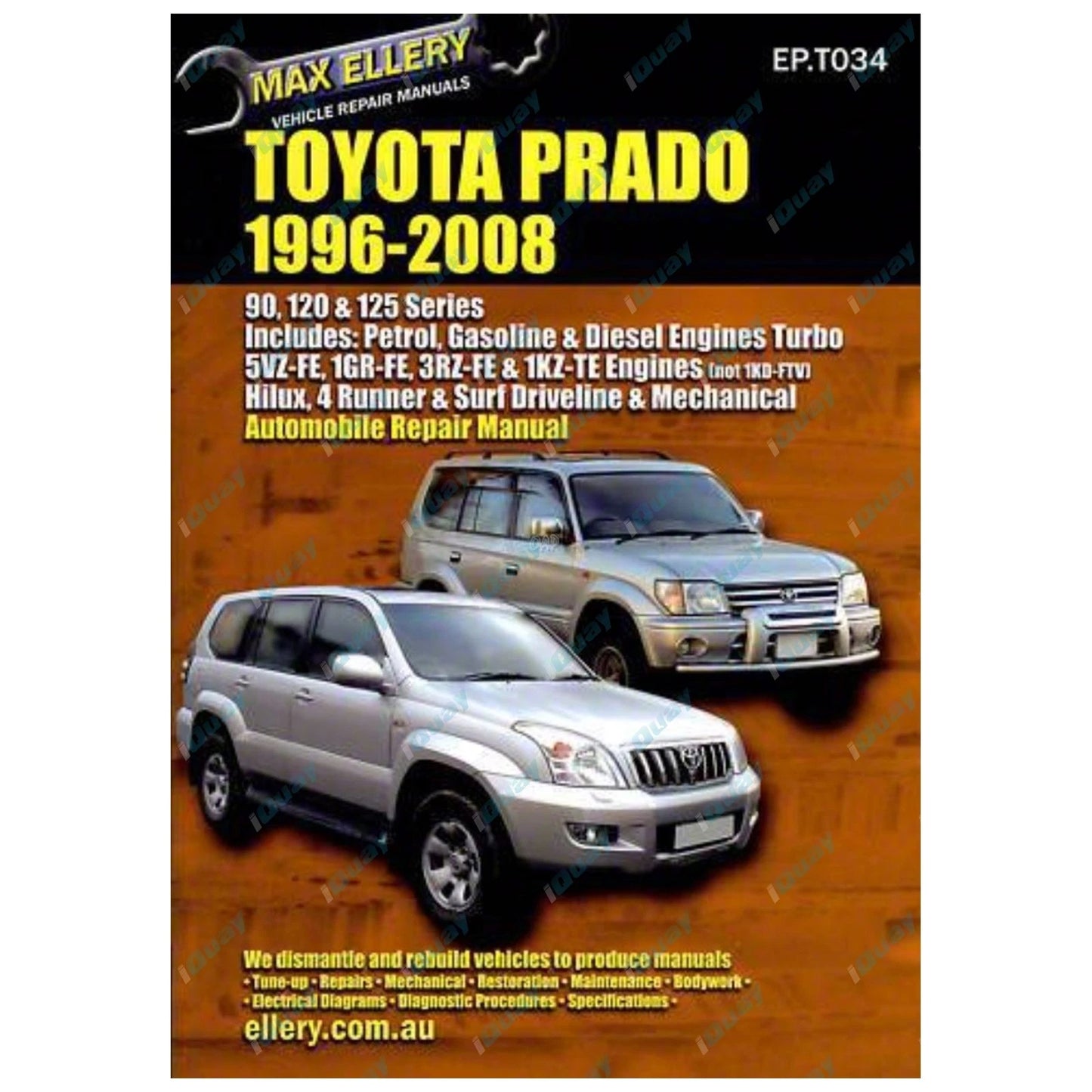 Workshop Repair Manual for Toyota Landcruiser Prado 1996-2008 VZJ95R KZJ120R