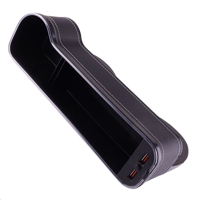 Car Seat Gap Filler Storage Box Holder with Dual USB for Universal Fit