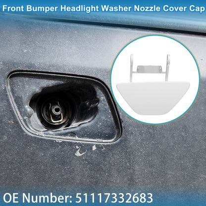Front Left Washer Nozzle Cover for BMW 528i 2014-2016 (2 x White Caps)