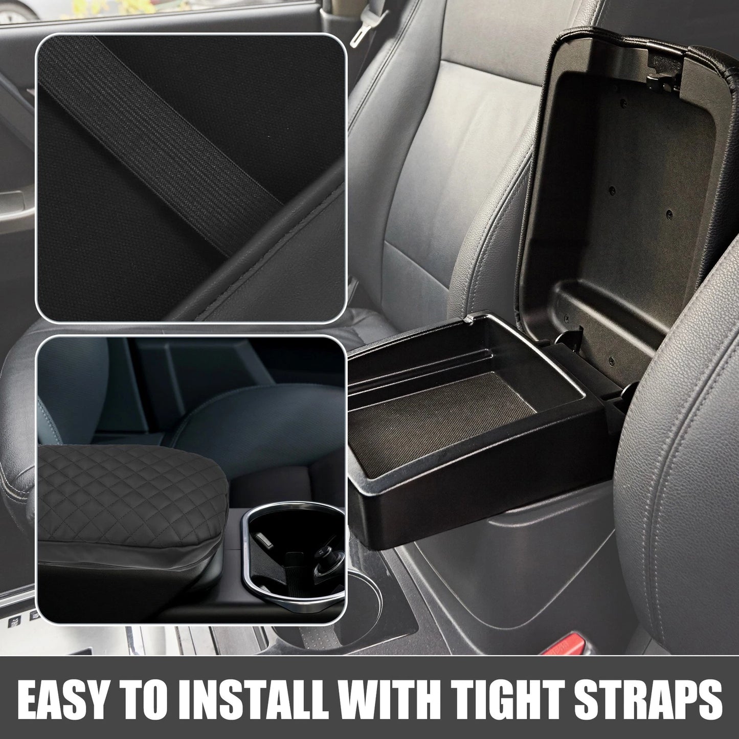 Car Center Console Armrest Cover for Toyota RAV4 (2019-2023) Faux Leather Black