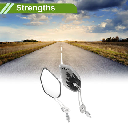 Motorcycle Rear View Mirrors Polygonal Shape Black Silver Tone Plastic