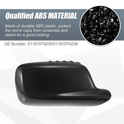 Rearview Mirror Cover Cap 2 x Black Carbon Fiber for BMW 3 Series, 7 Series