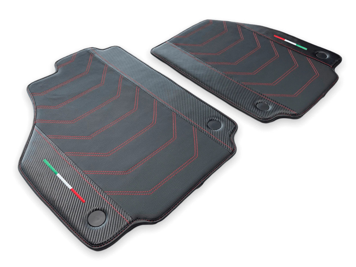 Leather Floor Mats for Ferrari 458 Italia (2010-2015) - Tailored Carbon Fiber Red