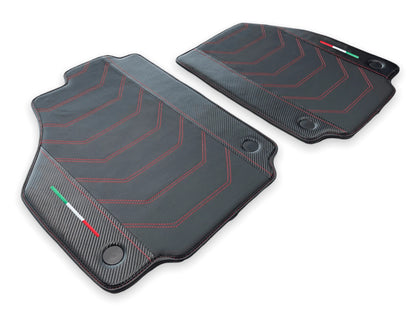 Leather Floor Mats for Ferrari 458 Italia (2010-2015) - Tailored Carbon Fiber Red