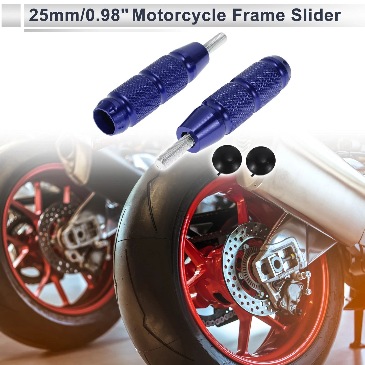 2 x 0.71" Aluminum Alloy Plastic Motorcycle Slider Frame Blue for Make Model