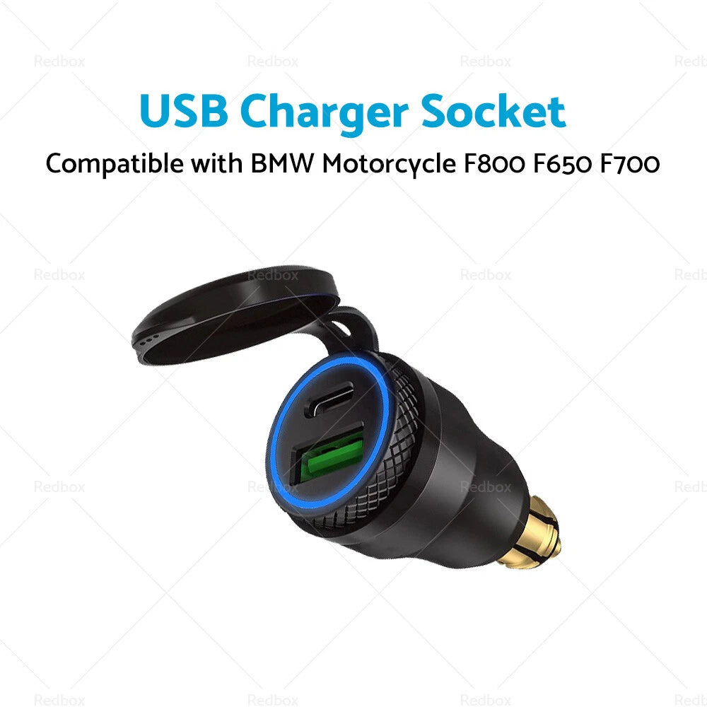 Dual USB Charger Socket for BMW Ducati Motorcycle Hella DIN Type C