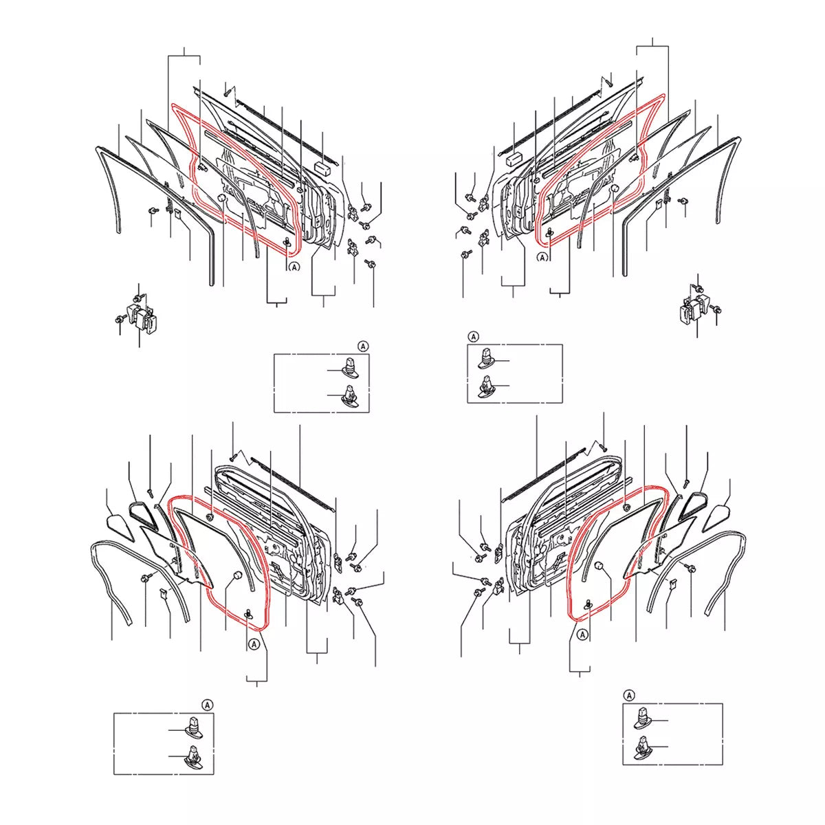 Door Weatherstrip Set for Mitsubishi Lancer Mirage 1995-2003