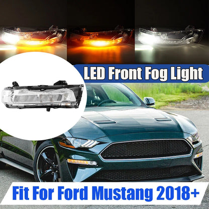 Left Side LED Fog Light for 2018-2022 Ford Mustang w/DRL Turn Signal White/Amber