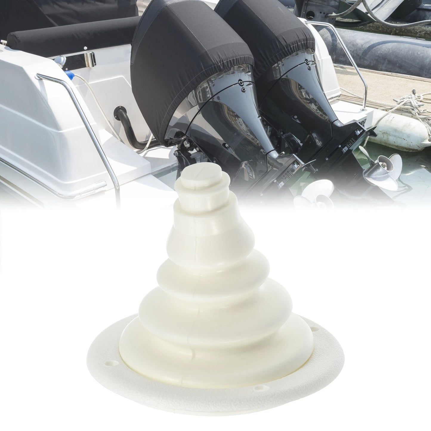 Cone 12cm 4.72" Marine Boat Steering Shift Cable Boot Protective Bellows White