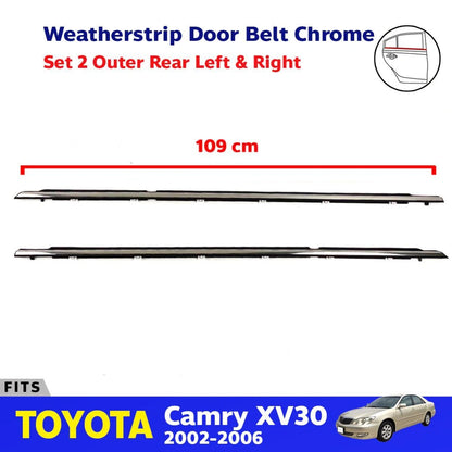 Outer Weatherstip Door Belt Rear Pair Chrome Fits Toyota Camry 4D SE 2002-06 D09