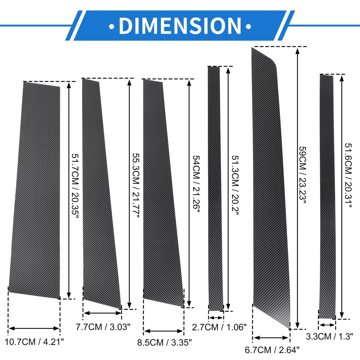 12 Pcs Carbon Fiber Door Pillar Window Trim for Land Rover Range