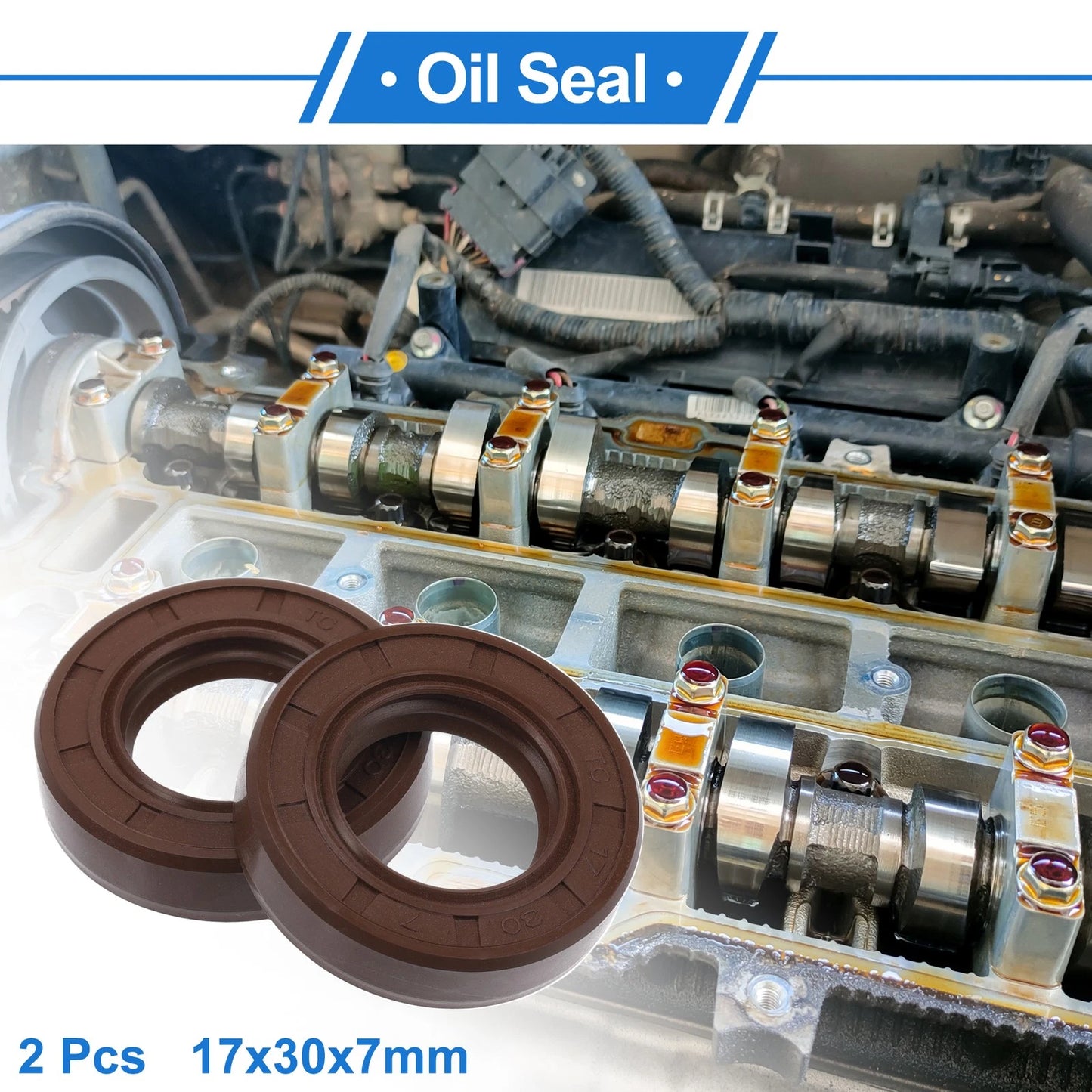 Oil Seal / 2 x 17x30x7mm / FKM Rubber Brown for Make Model
