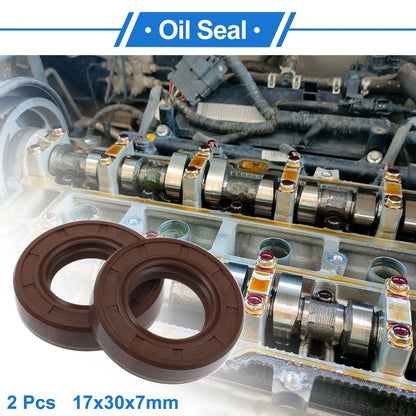 Oil Seal / 2 x 17x30x7mm / FKM Rubber Brown for Make Model