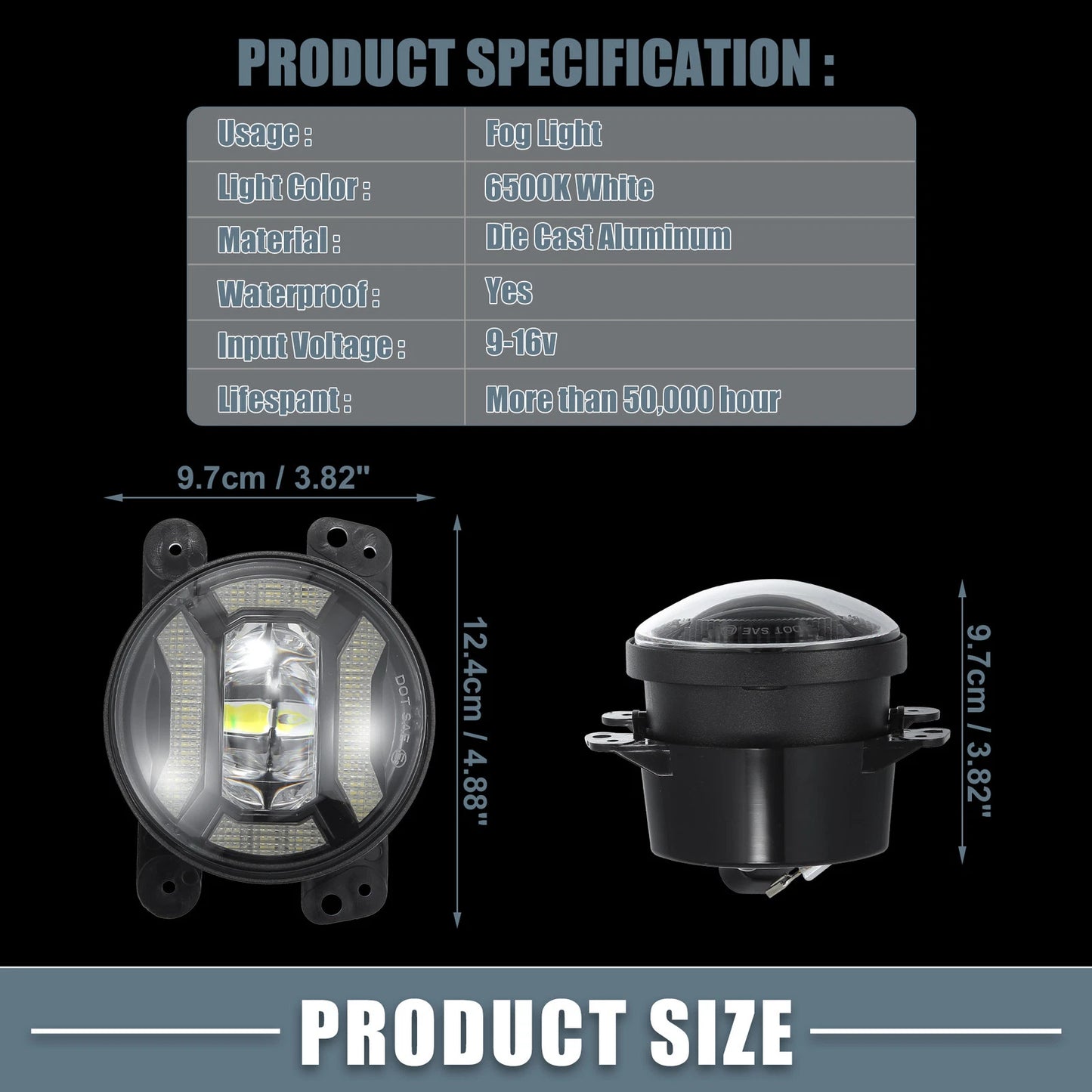 4 Inch LED Fog Lights for Jeep Grand Cherokee (2011-2013) Die Cast Aluminum