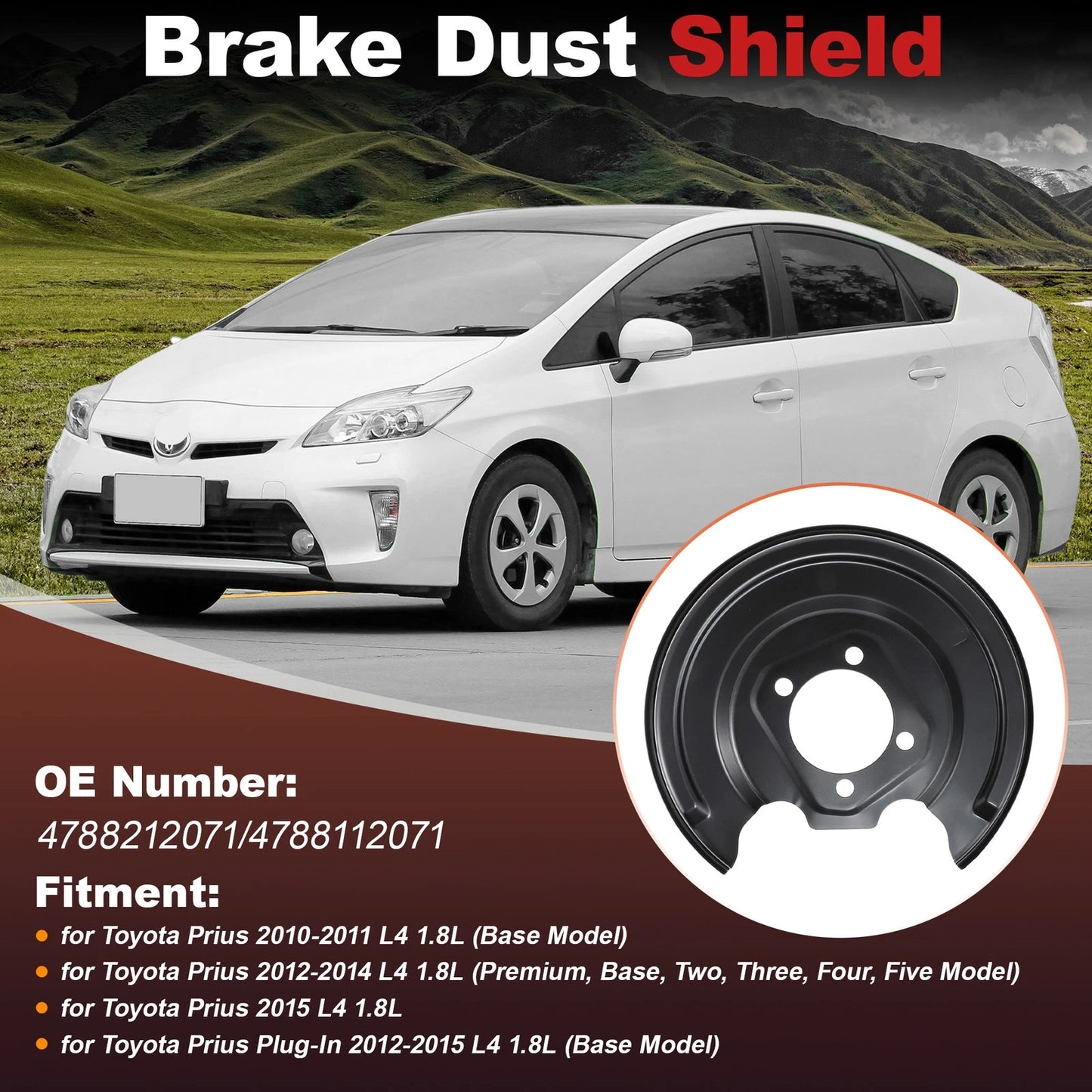 2 x Rear Left Right Brake Dust Shield for Toyota Prius (2011–2015)