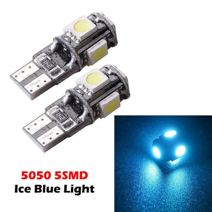 T10 Ice Blue LED Wedge Light Bulb 2 x 5050 for Universal Dome Lamp