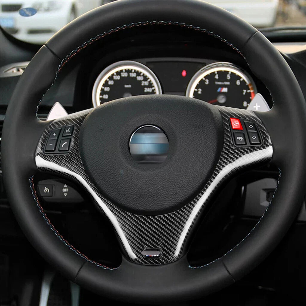 Real Carbon Fiber Steering Wheel Center Cover Trim For BMW E90 M3 with hole