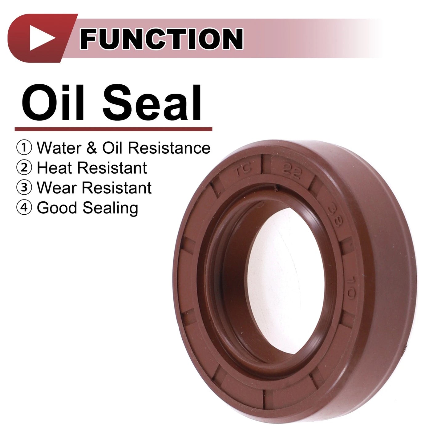 Oil Seal 2 x 22x38x10mm Brown Seal Ring Rotary Shaft Seal FKM Rubber
