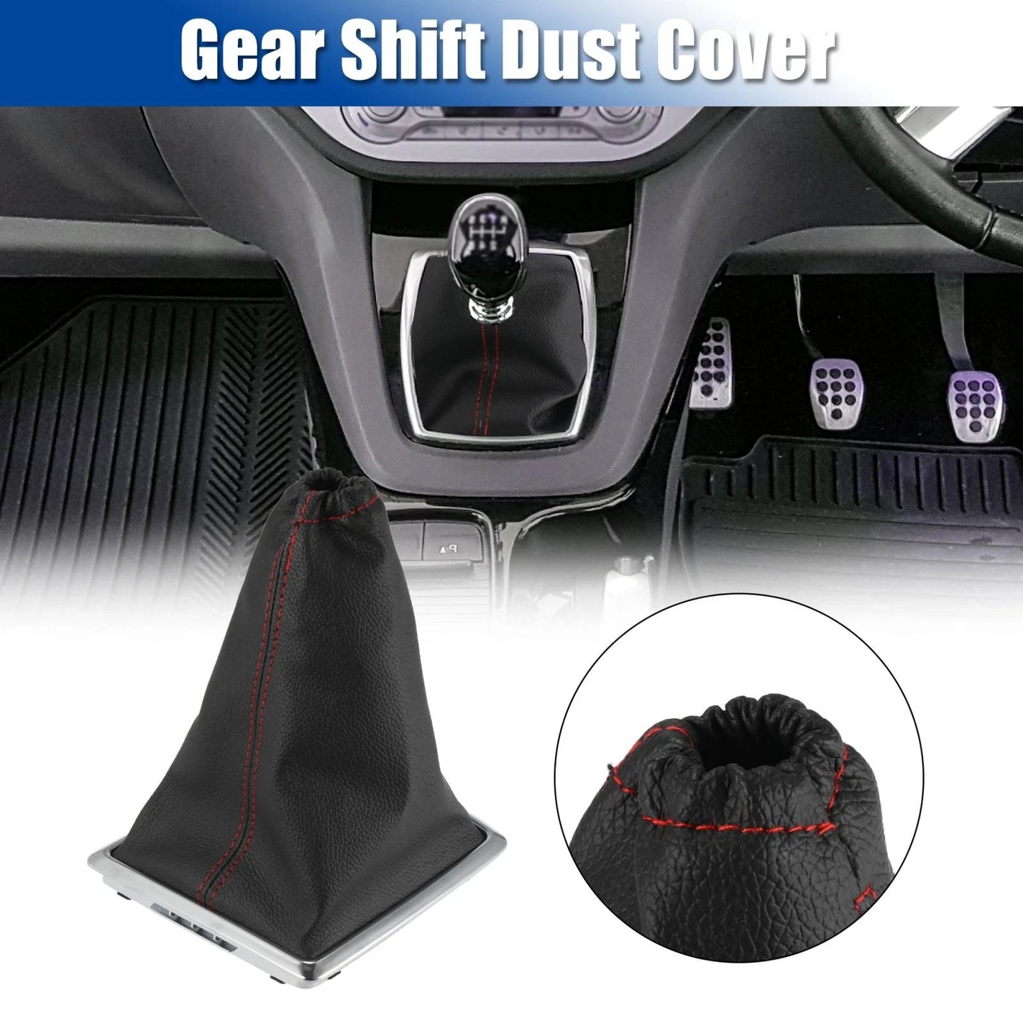Gear Shift Knob Gaiter Boot Cover Red Line for Ford Focus MK2 (2005-2012)