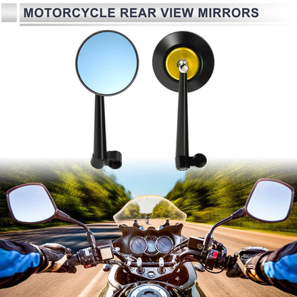 M8/M10 Rear View Mirrors Handlebar Gold Tone 1 Set for Motorcycle