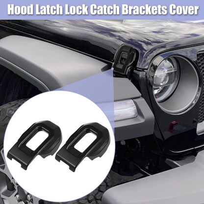 2 x Black Hood Latch Lock Catch Covers for Jeep Wrangler JL JLU (2018-2021)