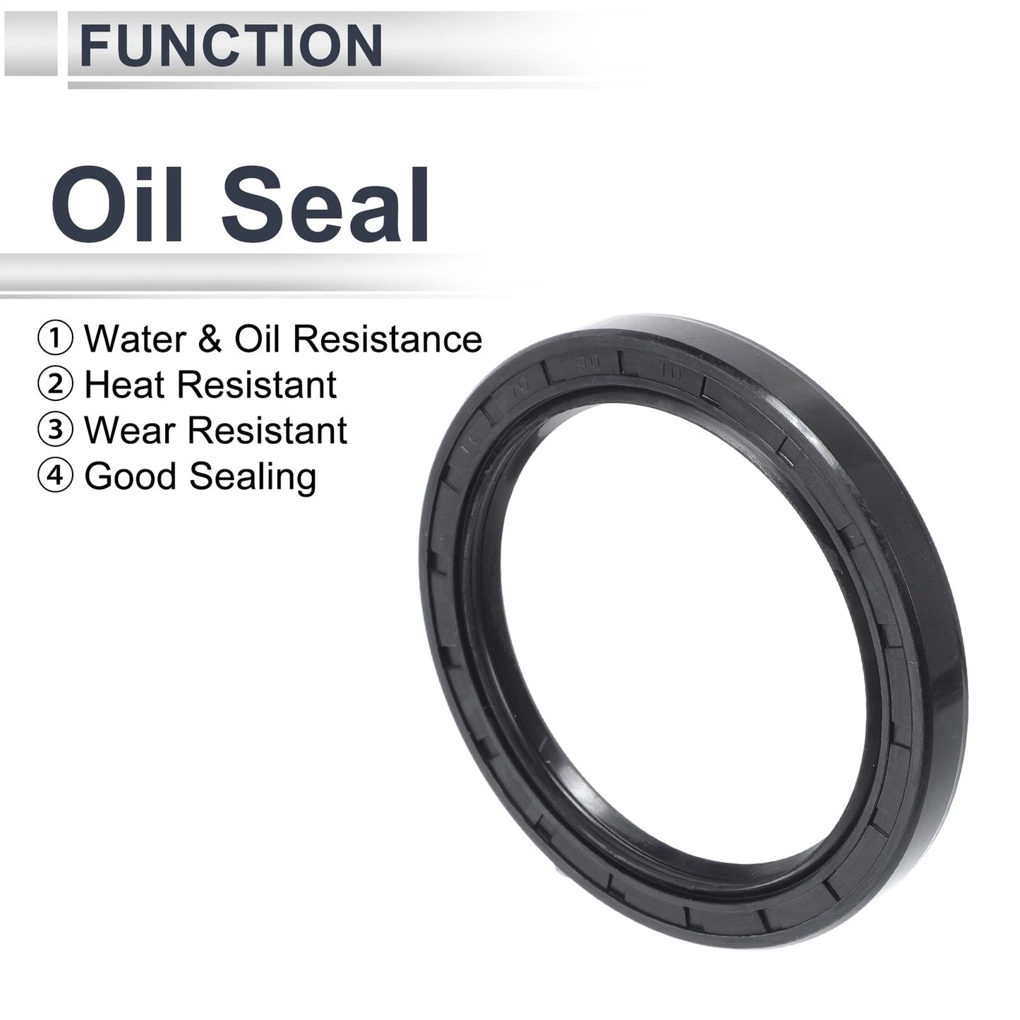Oil Seal 70x90x10mm NBR Rubber Black Rotary Shaft Seal 5 Pcs