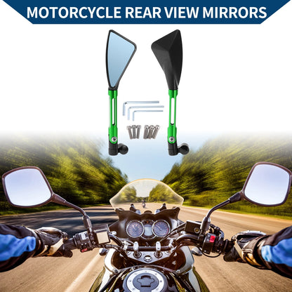 Rear View Mirrors Triangle Shape Black Green Aluminum Alloy for M8/M10