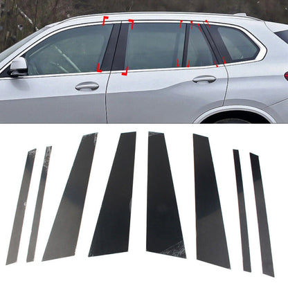 8x Door Window Trim Cover Pillar Post Glossy Black for BMW X5 (2019-2024)