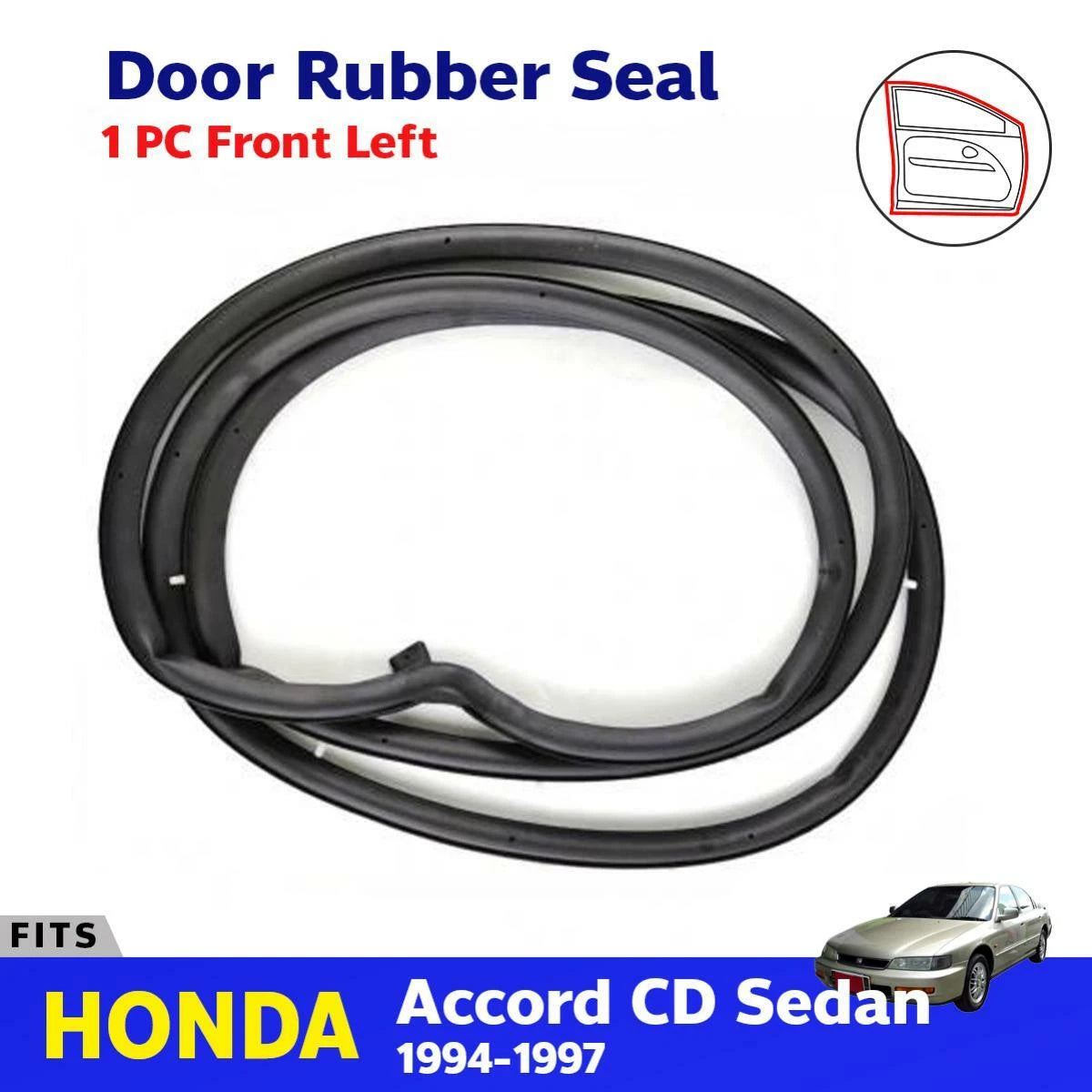 Door Rubber Seal Weatherstrip Front Left Fits Honda Accord CD 4D Sedan 1994-97