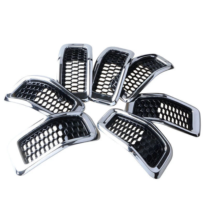 Chrome Honeycomb Mesh Grill Inserts Cover for 2014-2018 Jeep Cherokee 7 x pcs