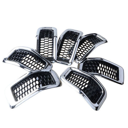 Chrome Honeycomb Mesh Grill Inserts Cover for 2014-2018 Jeep Cherokee 7 x pcs