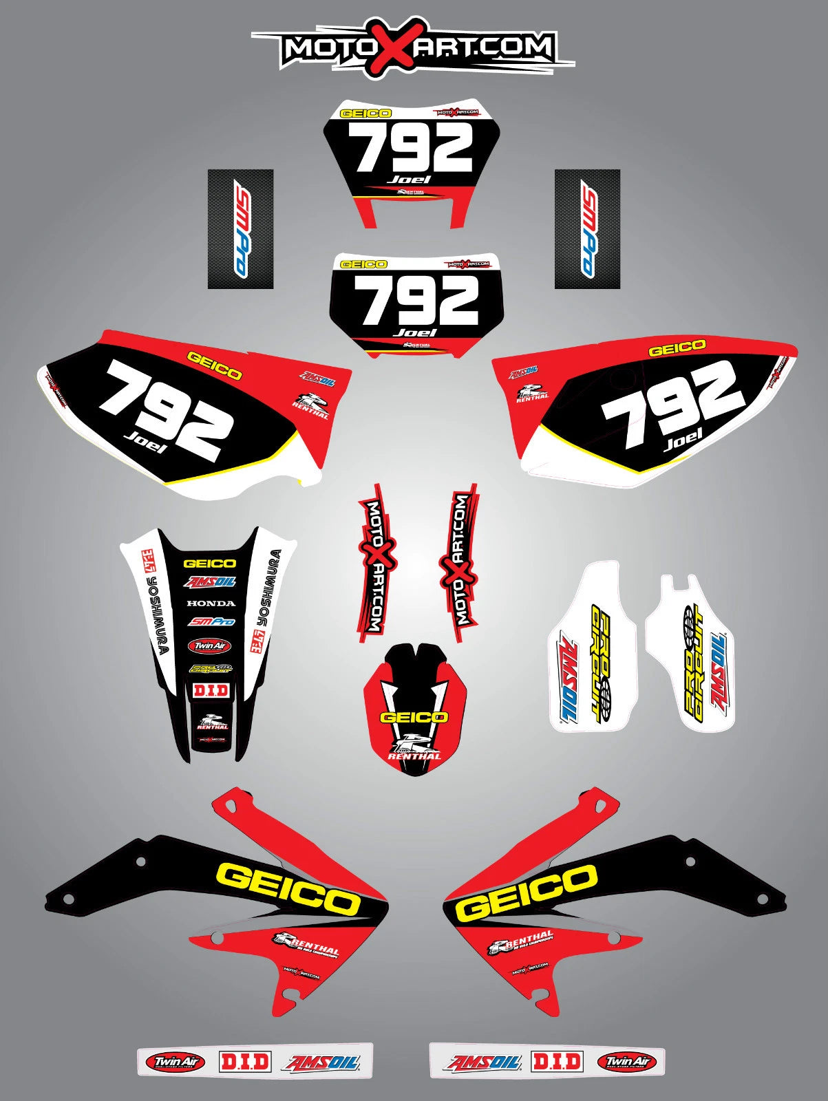 Custom Graphic Kit for Honda CRF 450X 2005-2015 - SONIC Style Stickers/Decals