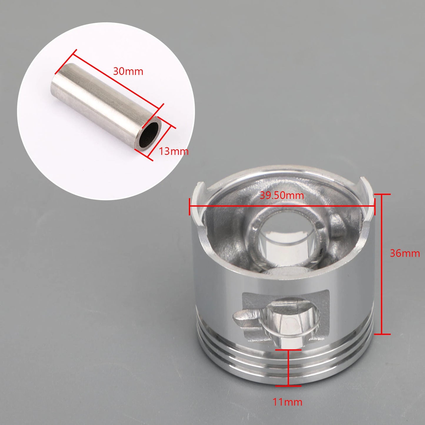 Piston Complete Kit 39.50mm +.50 for Honda ST50, Z, ZB50, CRF50F, XR50R