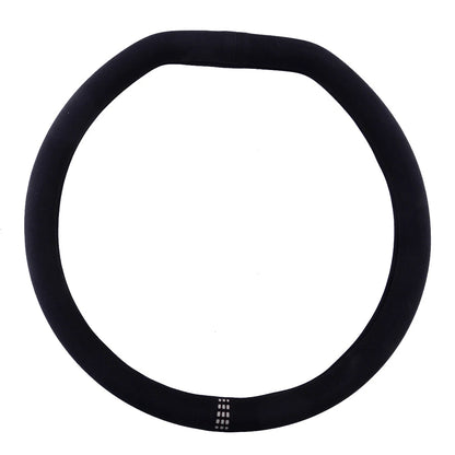 38cm D Shape Black Faux Suede Steering Wheel Cover for Universal Cars