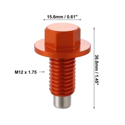 M1 1.75 Magnetic Oil Drain Plug Sump Cap Aluminum Alloy Orange