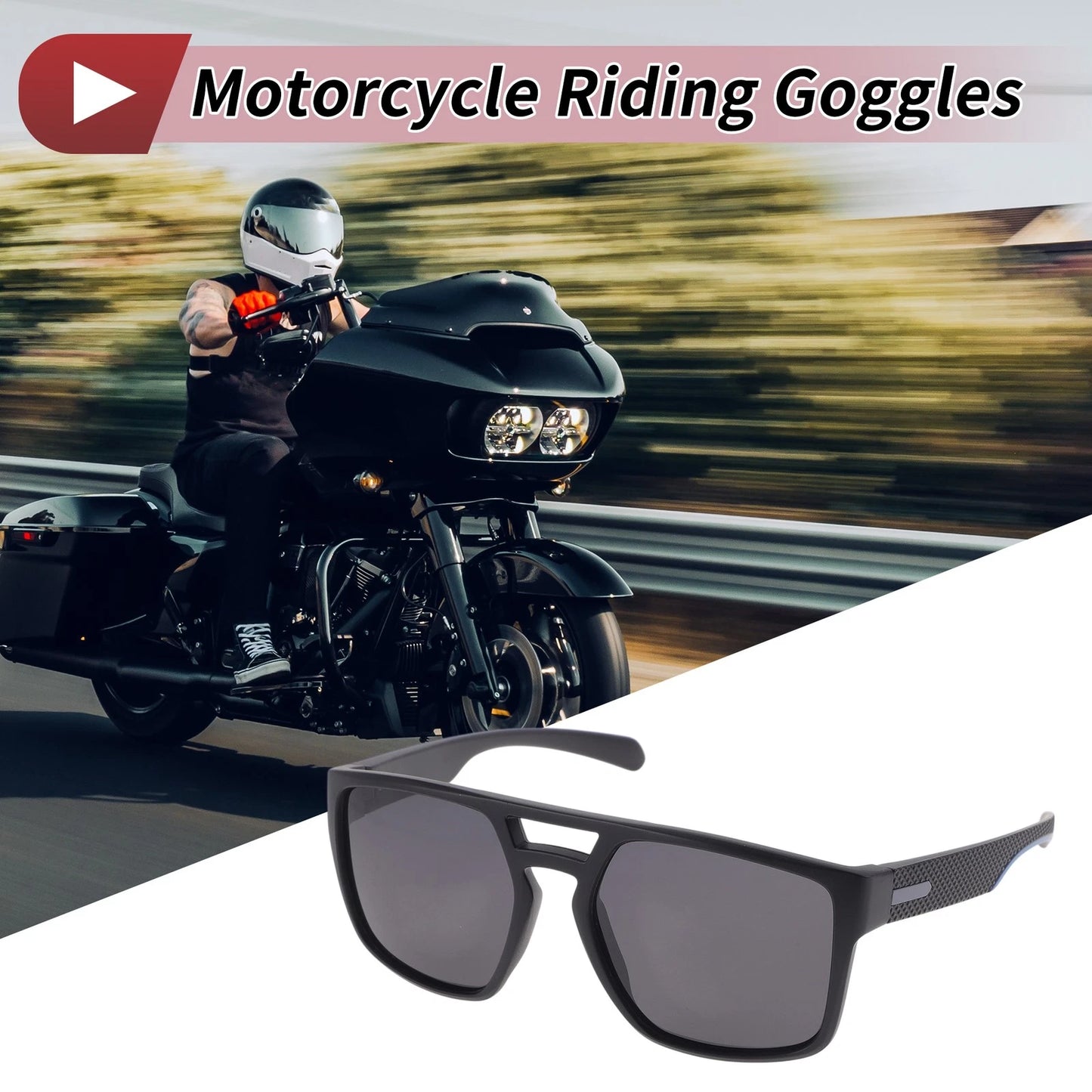 Set / Motorcycle Riding Goggles Black Lens Blue Frame for Motorcycle