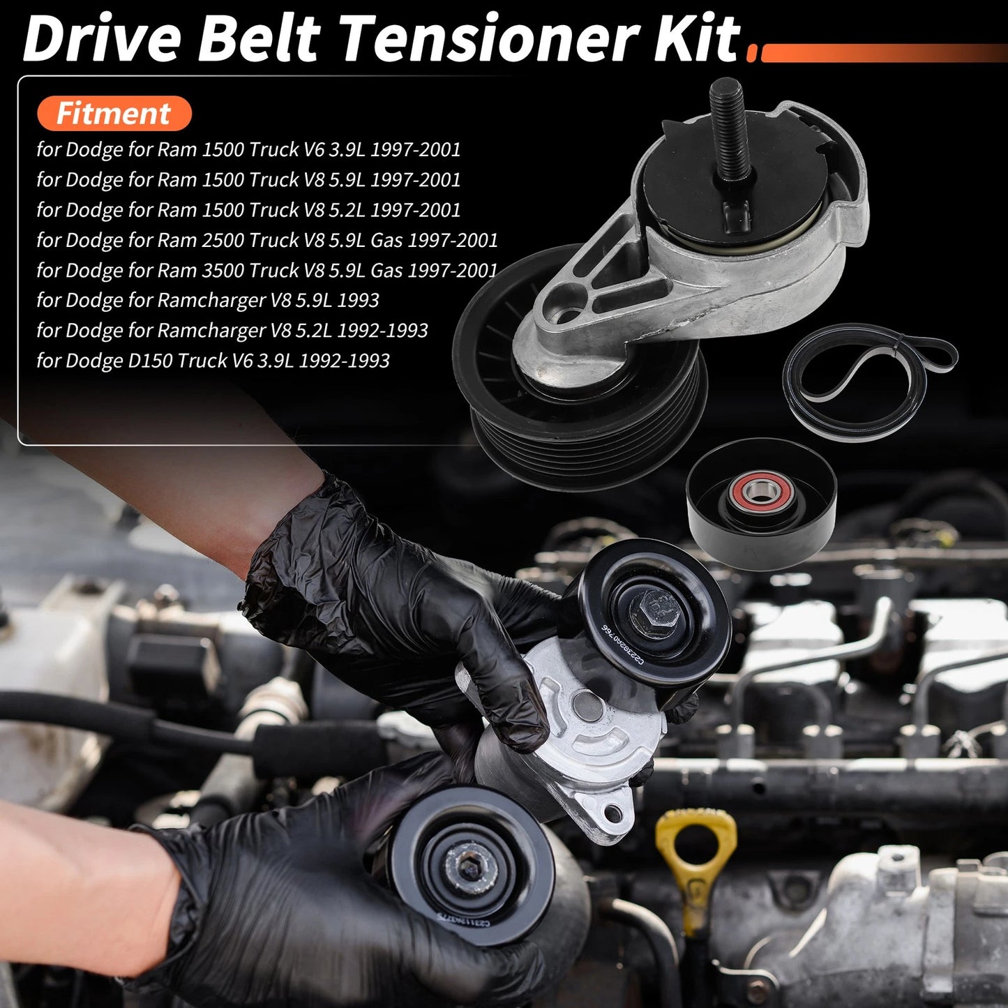 1 Set Drive Belt Tensioner Kit for Dodge Ram 1500 Truck (97-01)
