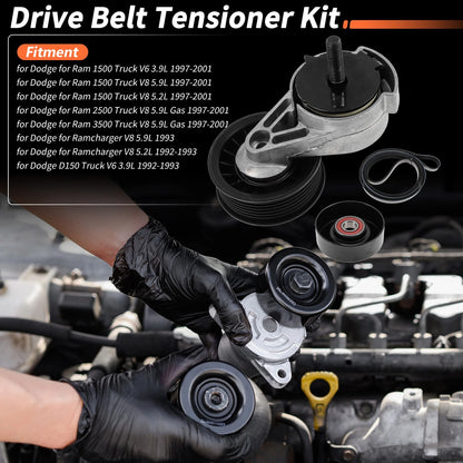 1 Set Drive Belt Tensioner Kit for Dodge Ram 1500 Truck (97-01)