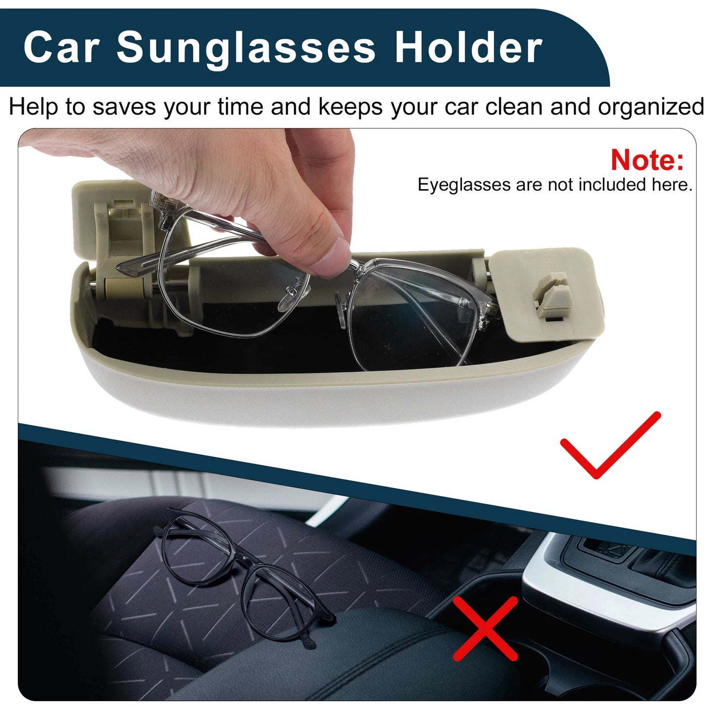 Sunglasses Case for Toyota Camry 2018-2022 Eyeglasses Holder Storage Beige
