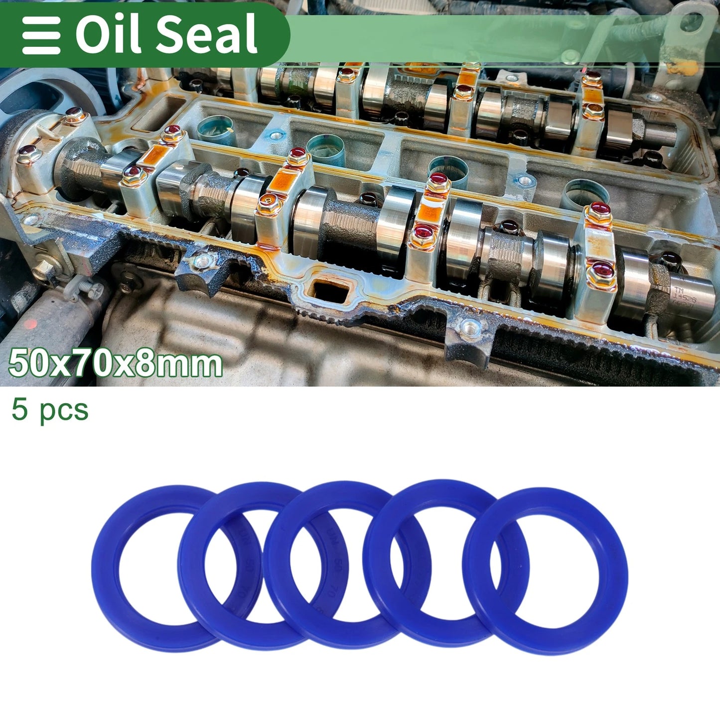 Oil Seal / 50x70x8mm 5 Pcs / Seal Ring Rotary Shaft TPU Blue for Car