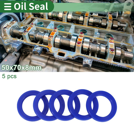 Oil Seal / 50x70x8mm 5 Pcs / Seal Ring Rotary Shaft TPU Blue for Car