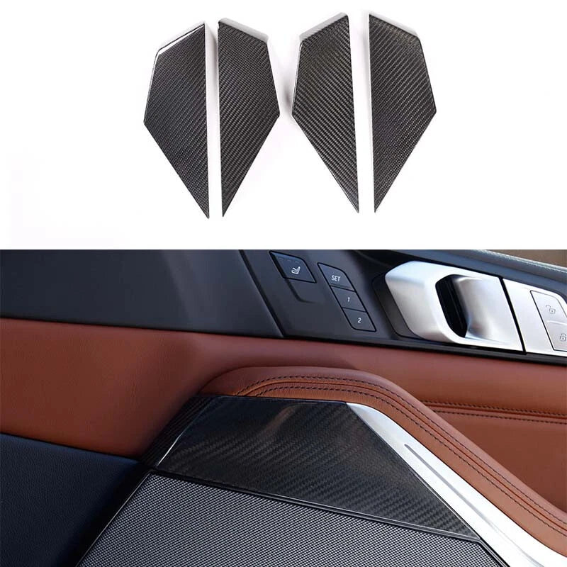 Car Carbon Fiber Interior Door Panel Knob Cover Trim Fit For BMW X5 2019-2022