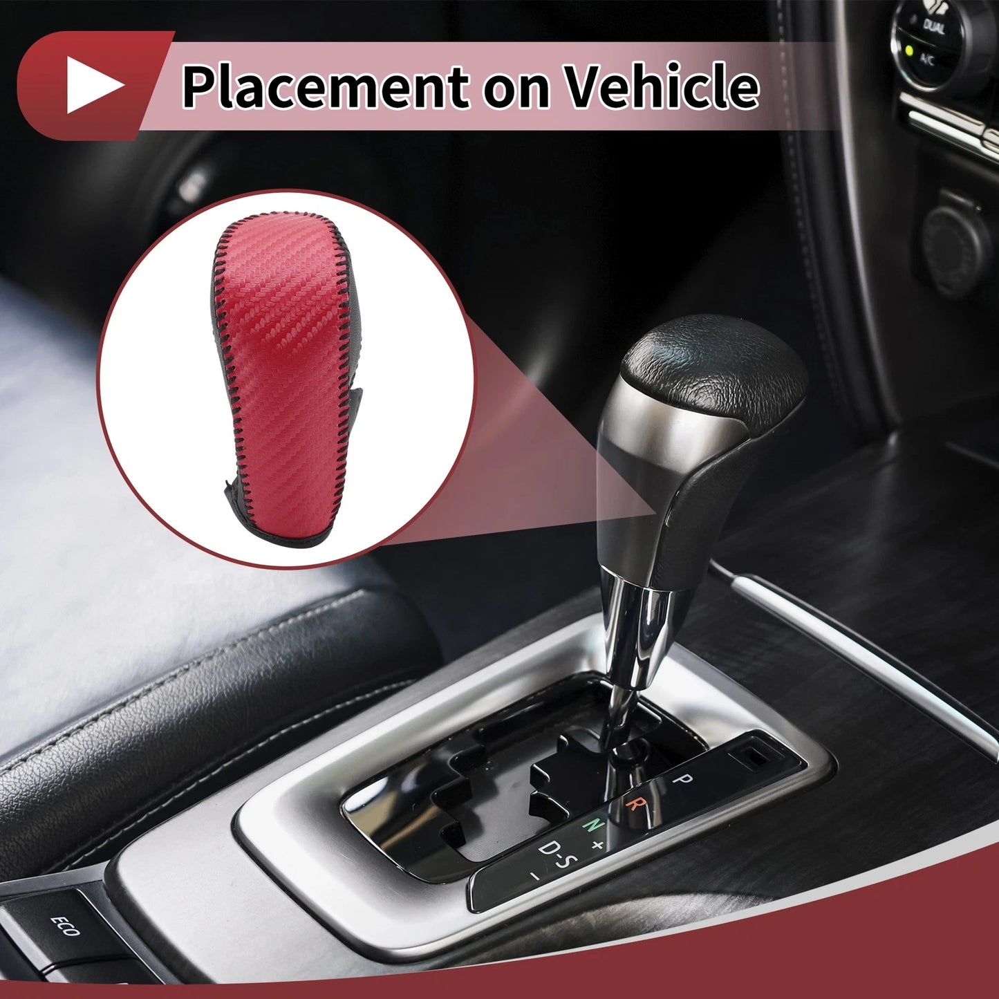 Car Gear Shift Knob Cover for Ford Fiesta 2009-2012 Red Faux Leather